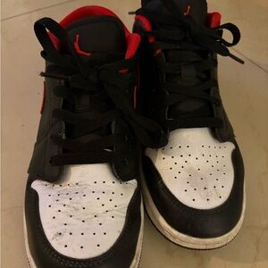 Jordan Kids Athletic Sneakers Black White Red Accents